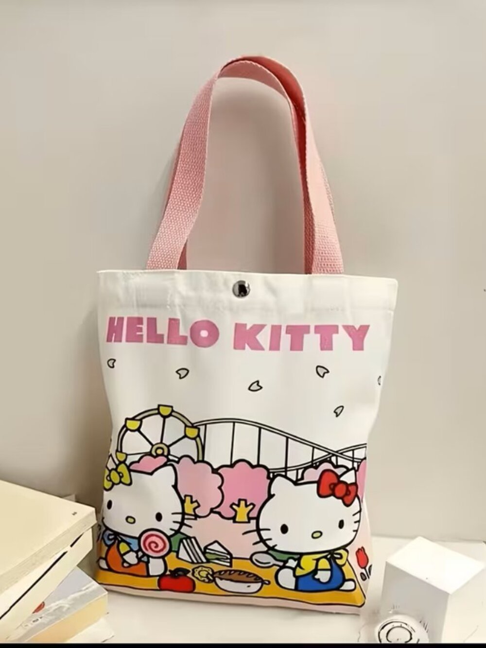 Adorable Small Hello Kitty Canvas Tote Bag 10 x 10